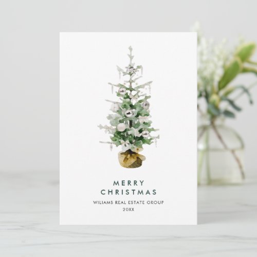 Elegant Pine Tree Christmas Corporate Greeting Holiday Card