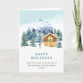 Elegant Pine Tree Christmas Corporate Greeting Holiday Card