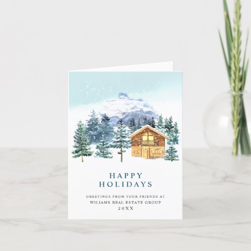 Elegant Pine Tree Christmas Corporate Greeting Holiday Card