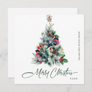 Elegant Pine Tree Christmas Corporate Greeting Holiday Card