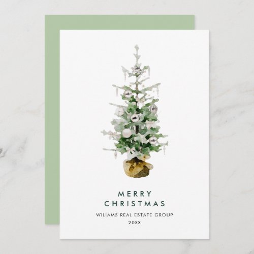 Elegant Pine Tree Christmas Corporate Greeting Holiday Card