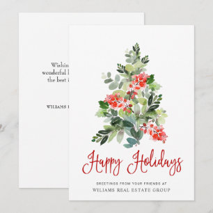 Elegant Pine Tree Christmas Corporate Greeting Holiday Card