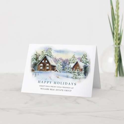 Elegant Pine Tree Christmas Corporate Greeting Holiday Card