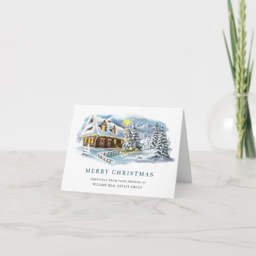 Elegant Pine Tree Christmas Corporate Greeting Holiday Card