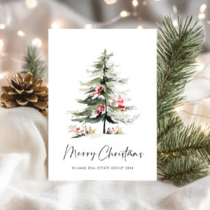 Elegant Pine Tree Christmas Corporate Greeting Holiday Card