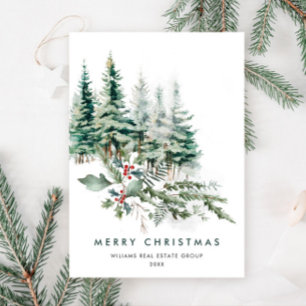 Elegant Pine Tree Christmas Corporate Greeting Holiday Card