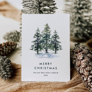 Elegant Pine Tree Christmas Corporate Greeting Holiday Card