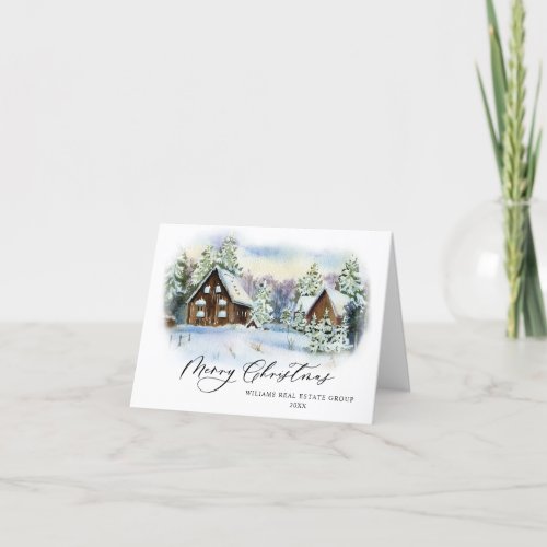 Elegant Pine Tree Christmas Corporate Greeting Holiday Card