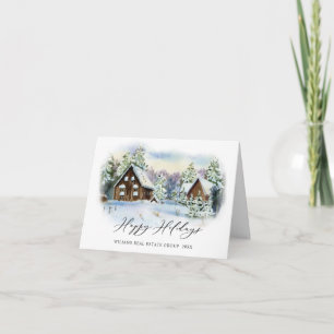 Elegant Pine Tree Christmas Corporate Greeting Holiday Card