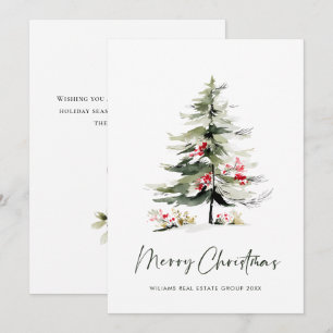 Elegant Pine Tree Christmas Corporate Greeting Holiday Card
