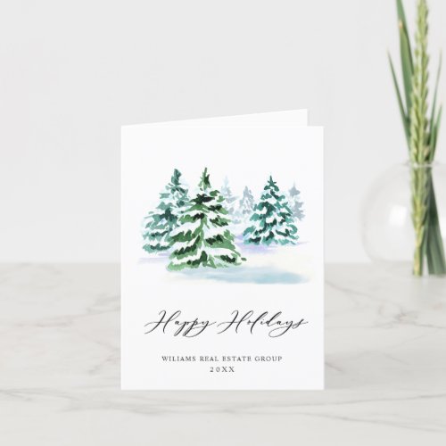 Elegant Pine Tree Christmas Corporate Greeting Holiday Card