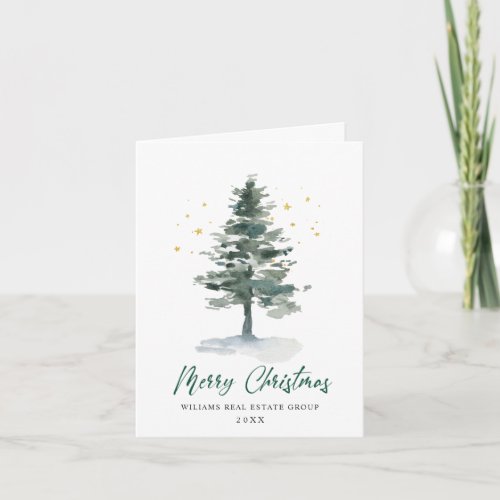 Elegant Pine Tree Christmas Corporate Greeting Holiday Card