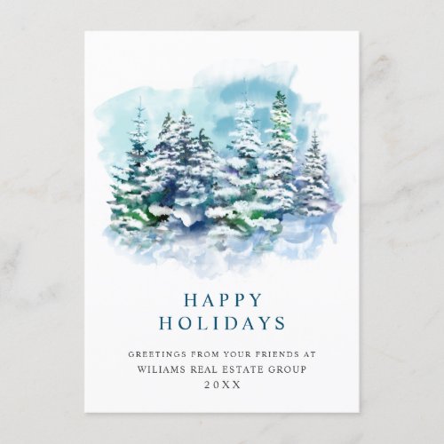 Elegant Pine Tree Christmas Corporate Greeting Holiday Card