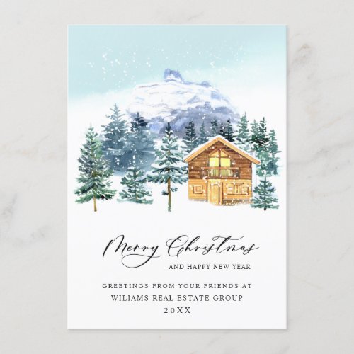 Elegant Pine Tree Christmas Corporate Greeting Holiday Card