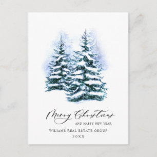 Elegant Pine Tree Christmas Corporate Greeting Postcard