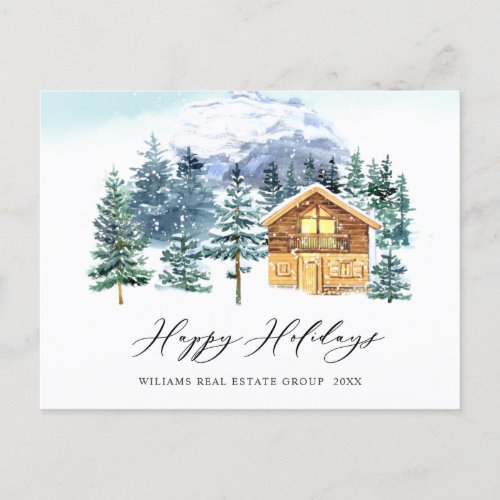 Elegant Pine Tree Christmas Corporate Greeting Postcard