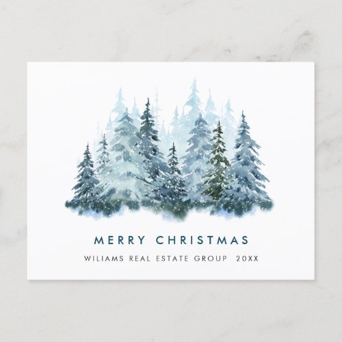 Elegant Pine Tree Christmas Corporate Greeting Postcard