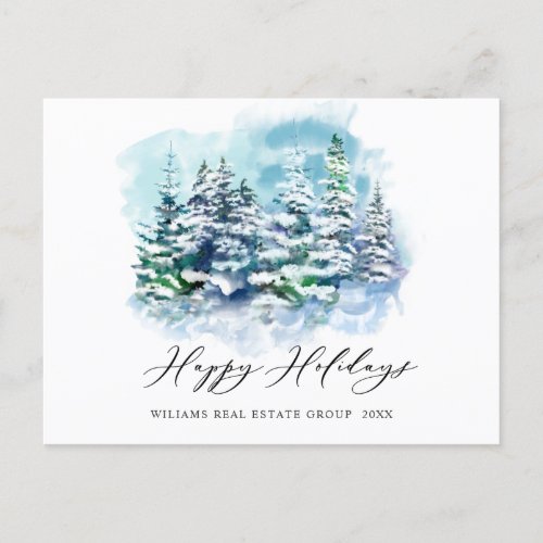 Elegant Pine Tree Christmas Corporate Greeting Postcard