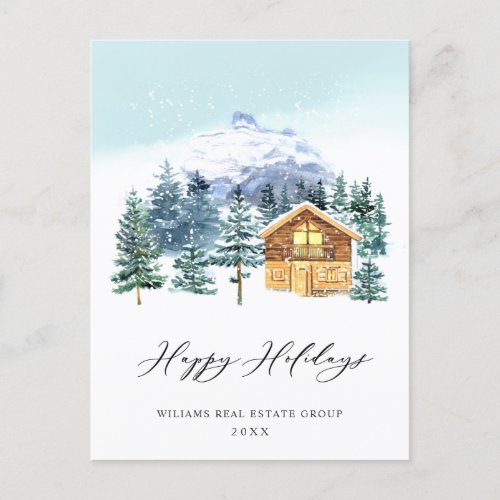 Elegant Pine Tree Christmas Corporate Greeting Postcard