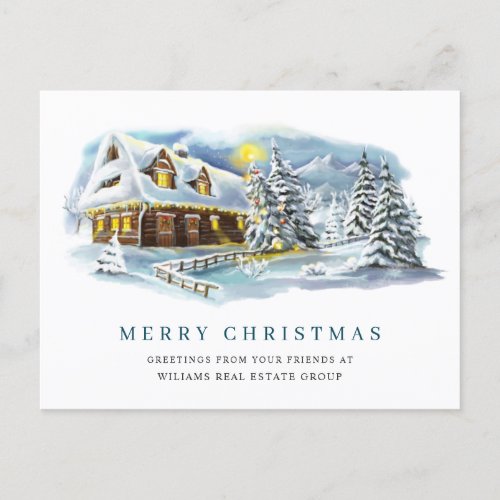 Elegant Pine Tree Christmas Corporate Greeting Postcard