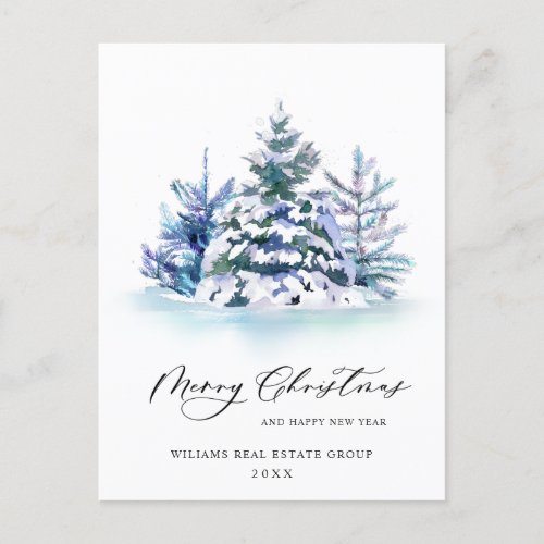 Elegant Pine Tree Christmas Corporate Greeting Postcard