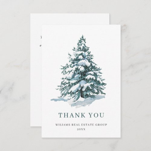 Elegant Pine Tree Christmas Corporate Holiday Thank You Card