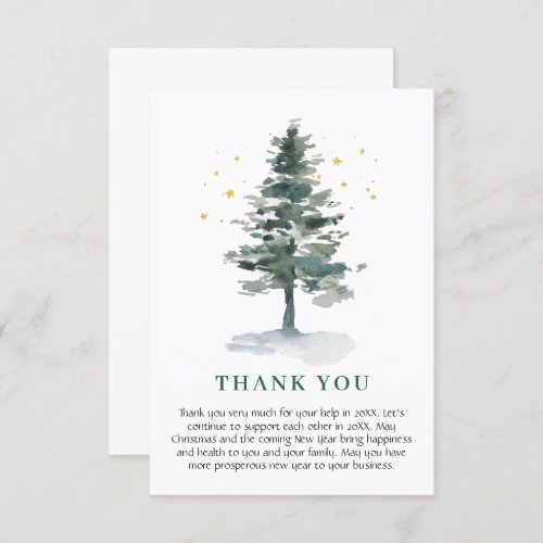 Elegant Pine Tree Christmas Corporate Holiday Thank You Card