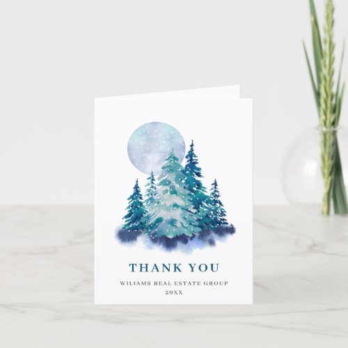 Elegant Pine Tree Christmas Corporate Holiday Thank You Card