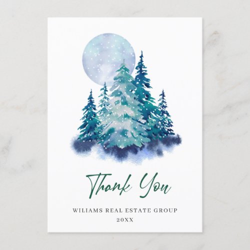 Elegant Pine Tree Christmas Corporate Holiday Thank You Card