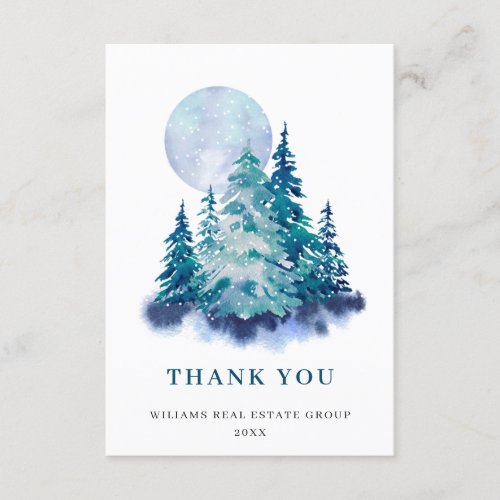 Elegant Pine Tree Christmas Corporate Holiday Thank You Card