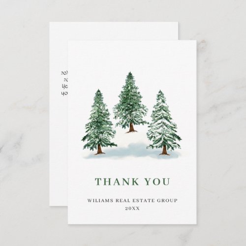 Elegant Pine Tree Christmas Corporate Holiday Thank You Card