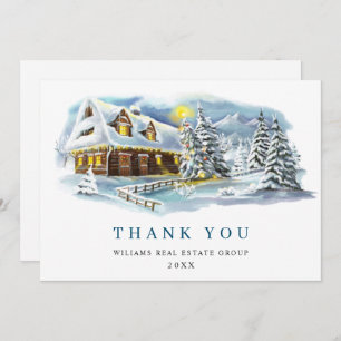 Elegant Pine Tree Christmas Corporate Holiday Thank You Card