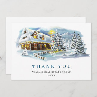 Elegant Pine Tree Christmas Corporate Holiday Thank You Card