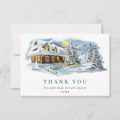 Elegant Pine Tree Christmas Corporate Holiday Thank You Card