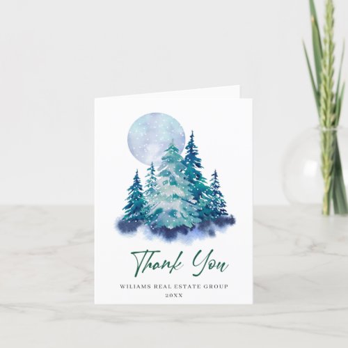 Elegant Pine Tree Christmas Corporate Holiday Thank You Card