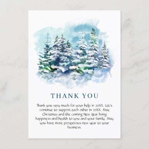 Elegant Pine Tree Christmas Corporate Holiday Thank You Card