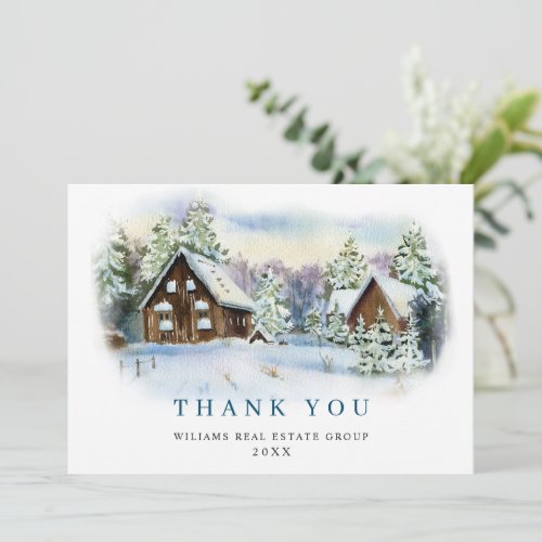 Elegant Pine Tree Christmas Corporate Holiday Thank You Card