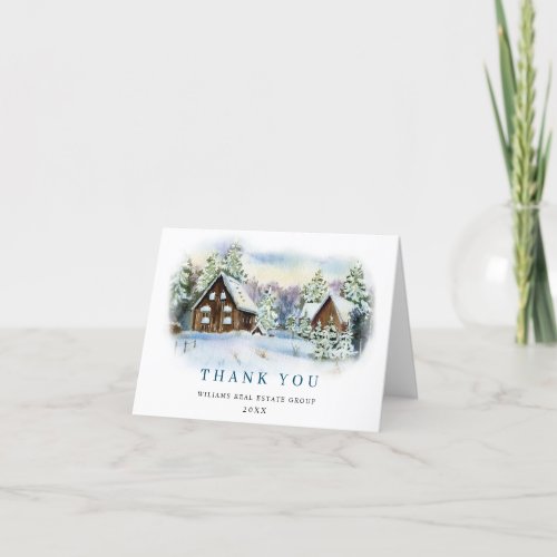 Elegant Pine Tree Christmas Corporate Holiday Thank You Card