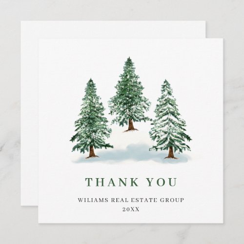 Elegant Pine Tree Christmas Corporate Holiday Thank You Card