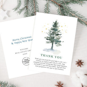Elegant Pine Tree Christmas Corporate Holiday Thank You Card