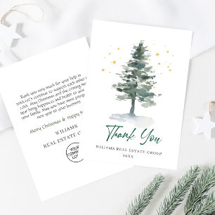Elegant Pine Tree Christmas Corporate Holiday Thank You Card