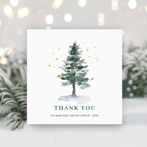 Elegant Pine Tree Christmas Corporate Holiday Thank You Card