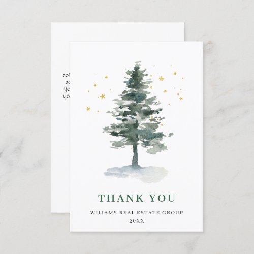 Elegant Pine Tree Christmas Corporate Holiday Thank You Card