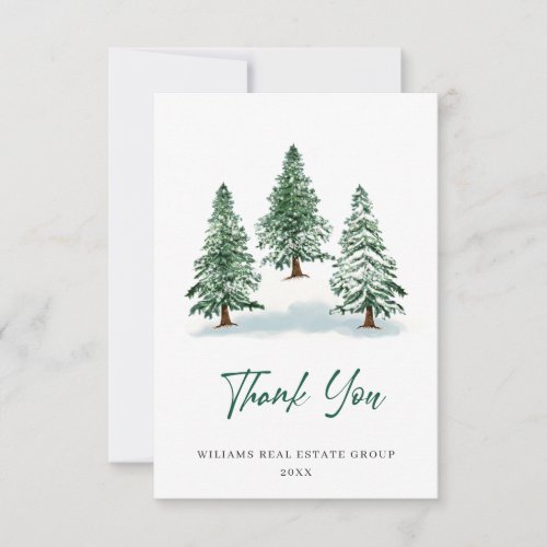 Elegant Pine Tree Christmas Corporate Holiday Thank You Card