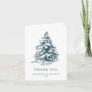 Elegant Pine Tree Christmas Corporate Holiday Thank You Card