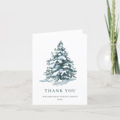 Elegant Pine Tree Christmas Corporate Holiday Thank You Card