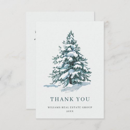 Elegant Pine Tree Christmas Corporate Holiday Thank You Card