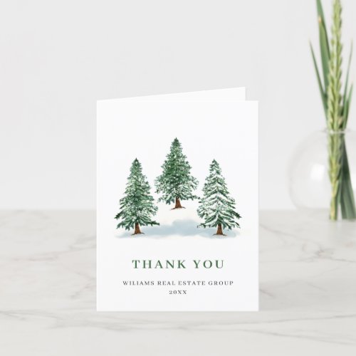 Elegant Pine Tree Christmas Corporate Holiday Thank You Card