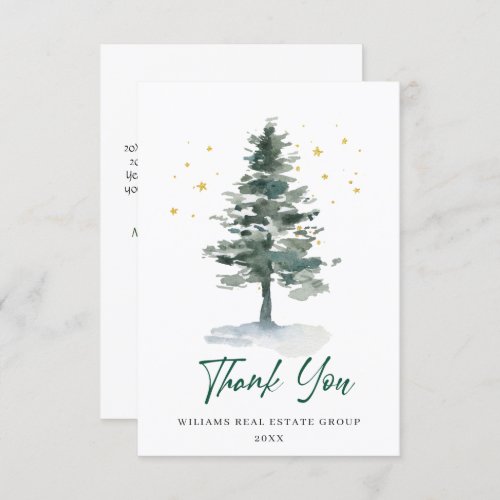 Elegant Pine Tree Christmas Corporate Holiday Thank You Card