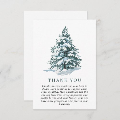 Elegant Pine Tree Christmas Corporate Holiday Thank You Card